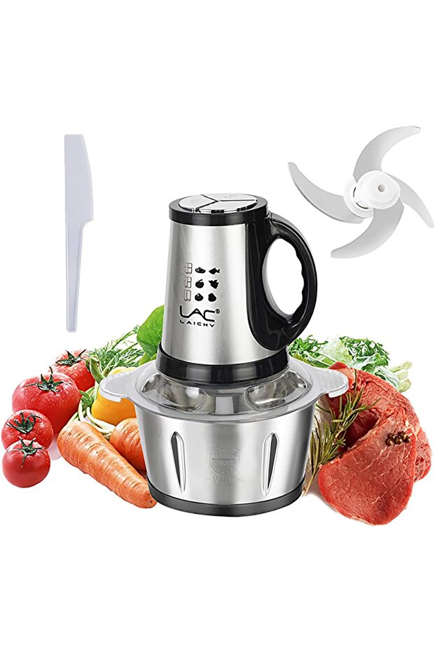 3L Food Processors with Handle,Meat Grinder Veggie Chopper with Stainless Steel Bowl 300W