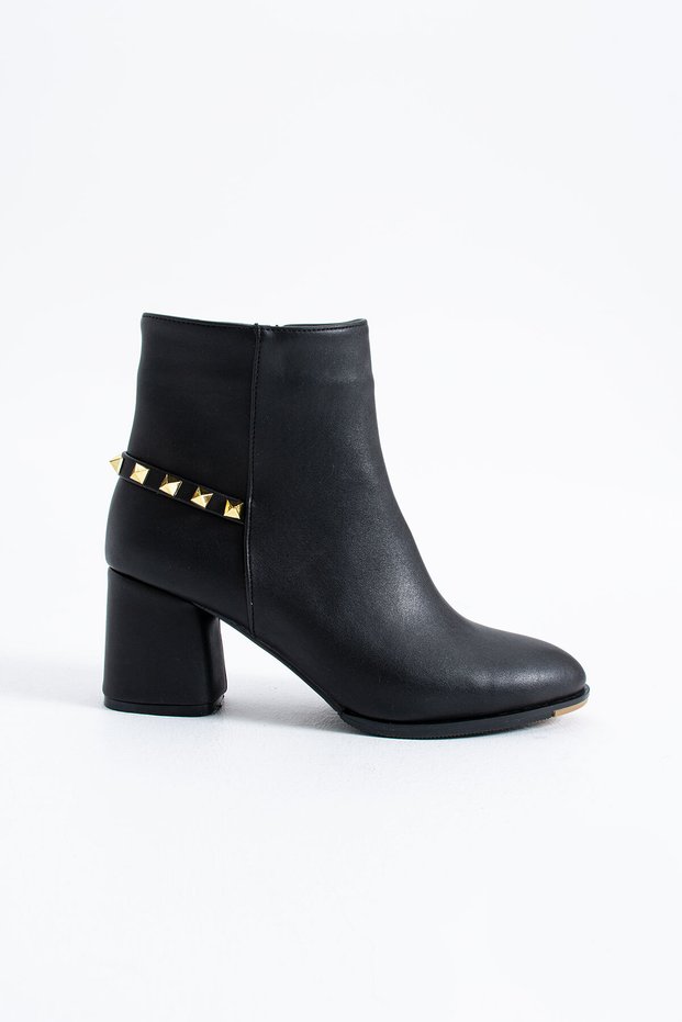 Torre Women's Buckle Detailed Zippered Heeled Boots Black