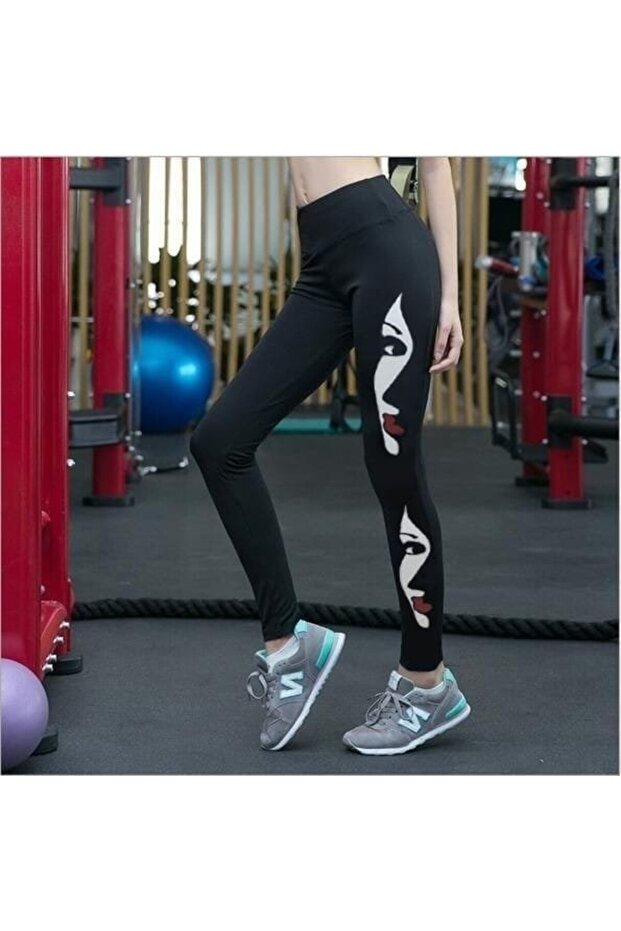 Face Printed Diver Leggings - 8