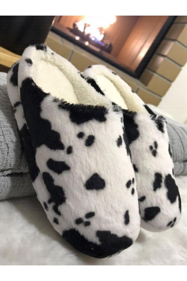 Women's Furry Fluffy House Slippers Soundless Soft Comfortable Rubber Sole Wool Inside Winter Slippers