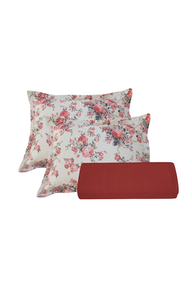 100% Cotton Double Fitted Sheet (180 X 200 X 30) with Flounce and Zipper Pillowcase