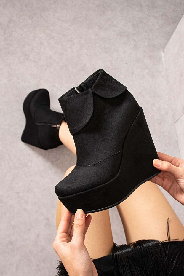 Toga Dolgu Siyah Topuklu Bot - 2