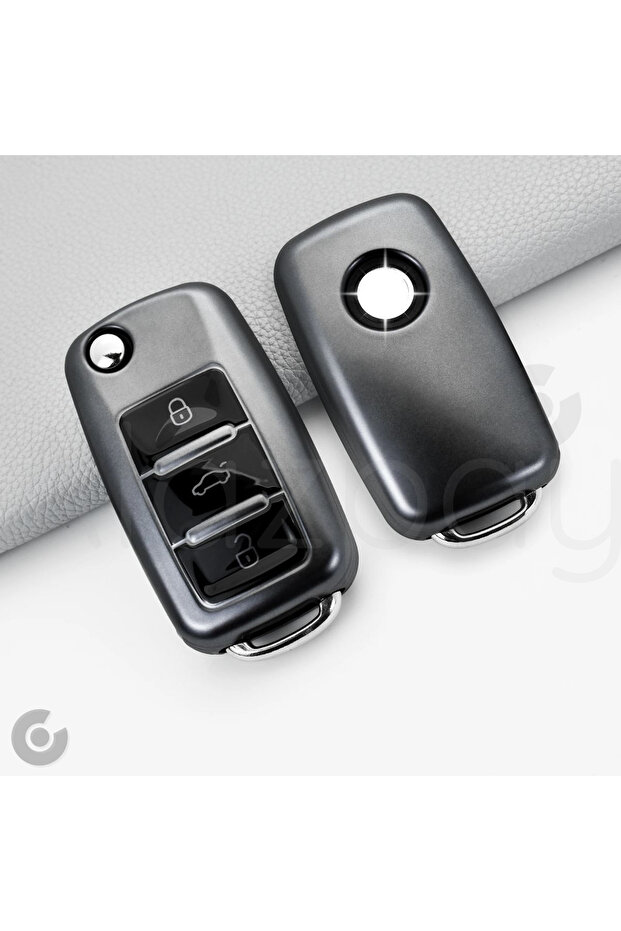 Volkswagen Compatible Golf, Passat, Jetta, Polo, Caddy, Beetle, Tiguan, Transporter, Titan Gray Tpu Key Case Cover (Grey)