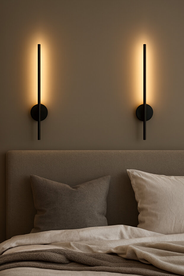 Modern Pilli Aplik Tak Çalıştır Kablosuz Ledli Aplik Eskitme Gold Pil Dahildir 70cm - 1