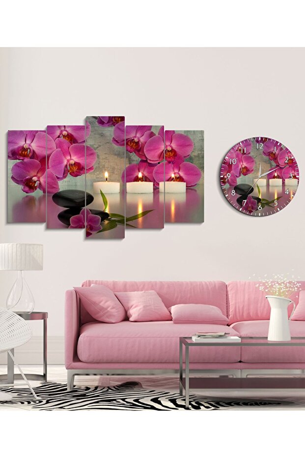 5 parçalı tablo ve saat seti - 1