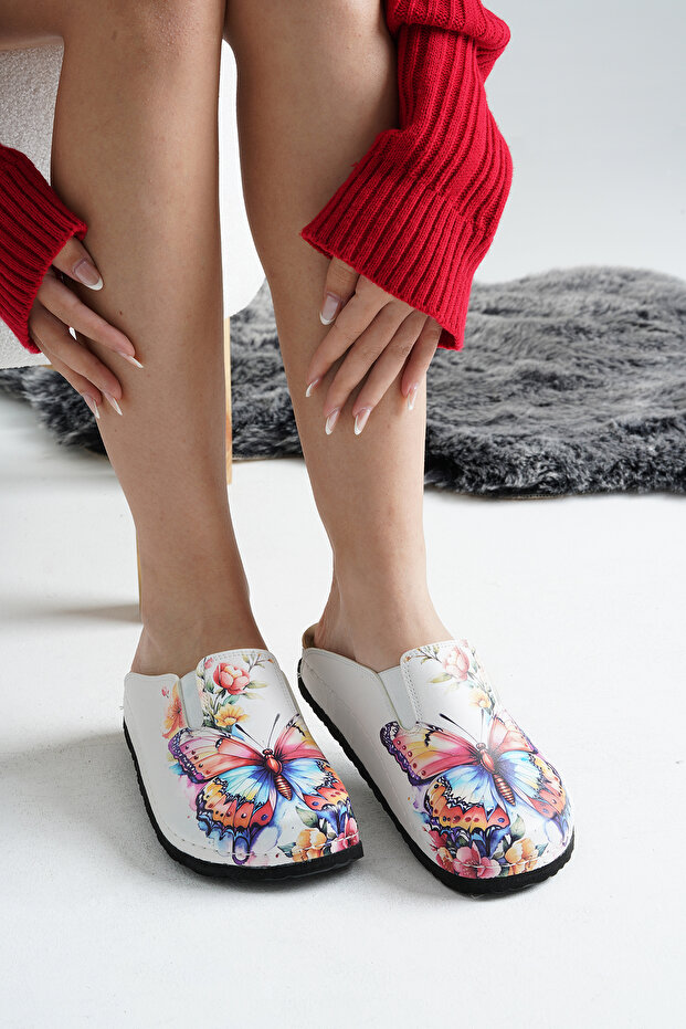 6355 Colorful Butterfly Printed Sek Sabo Slippers