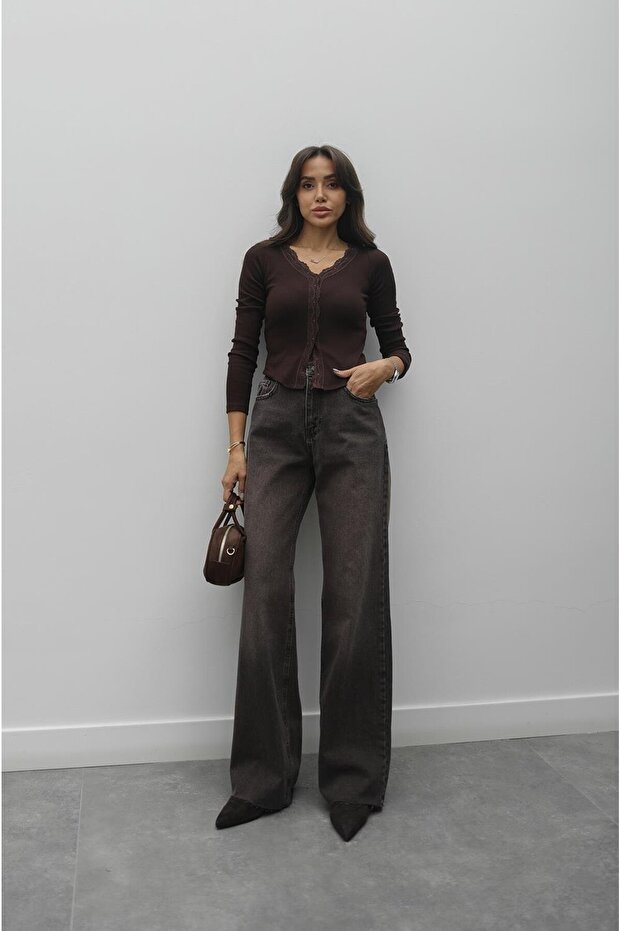Bitterbraune Jeans mit mittlerer Taille - 2