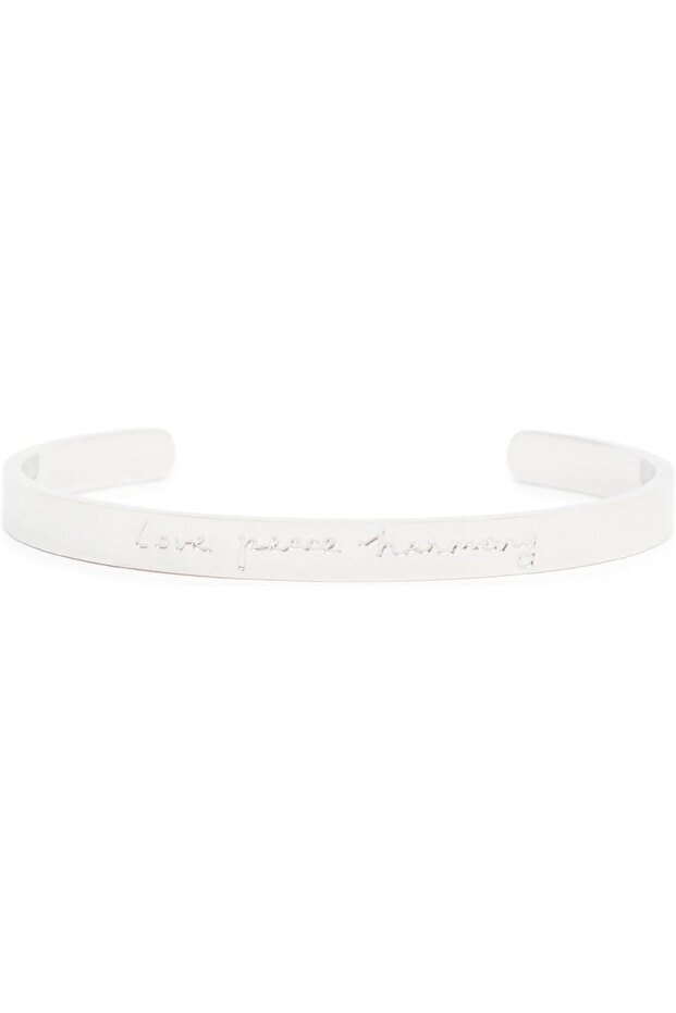 Love Peace Harmony Cuff Bracelet, Stainless Steel, Silver Finish, Adjustable, SILVER