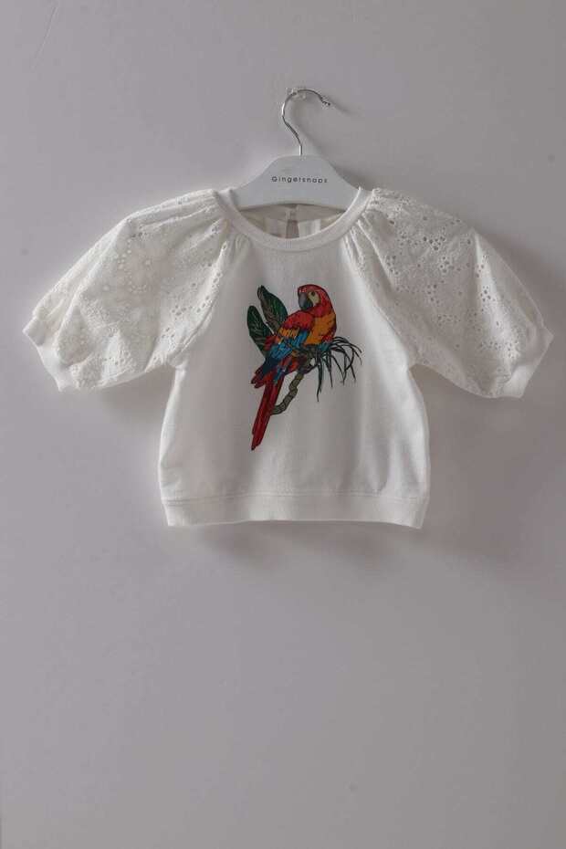 Printed Puff-Sleeve Top - 1