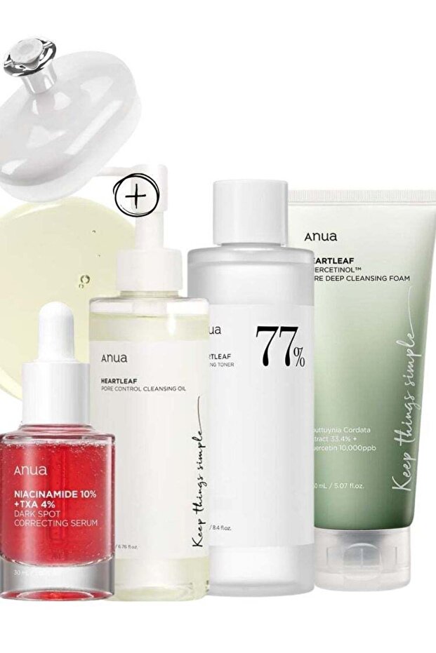 Heartleaf Skincare Set - Pore Control Cleansing Oil - Quercetinol Deep Cleansing Foam - 77 Soot