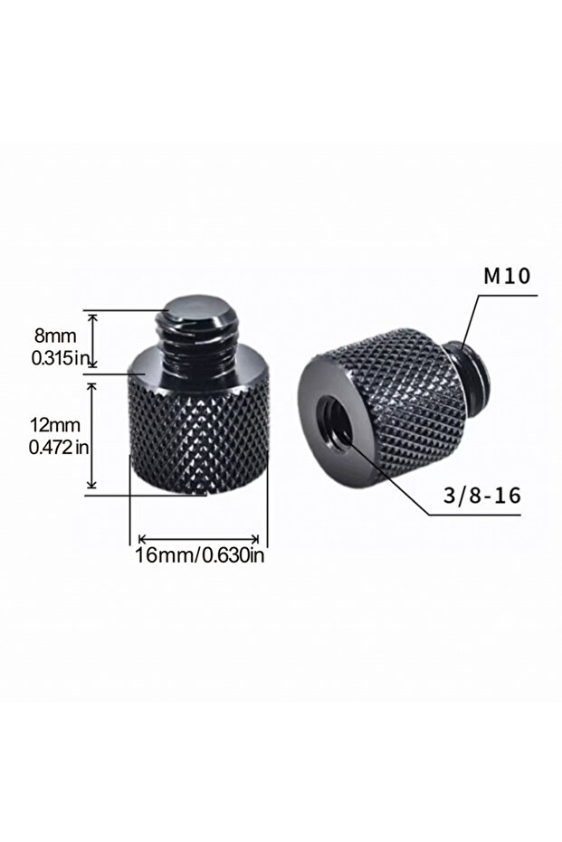 2pcs Black M10 to 3 8 Aluminum alloy3/8 m8 m10 M to 1/4 3/8 m8 m10F Conversion Nut Projector Bracket