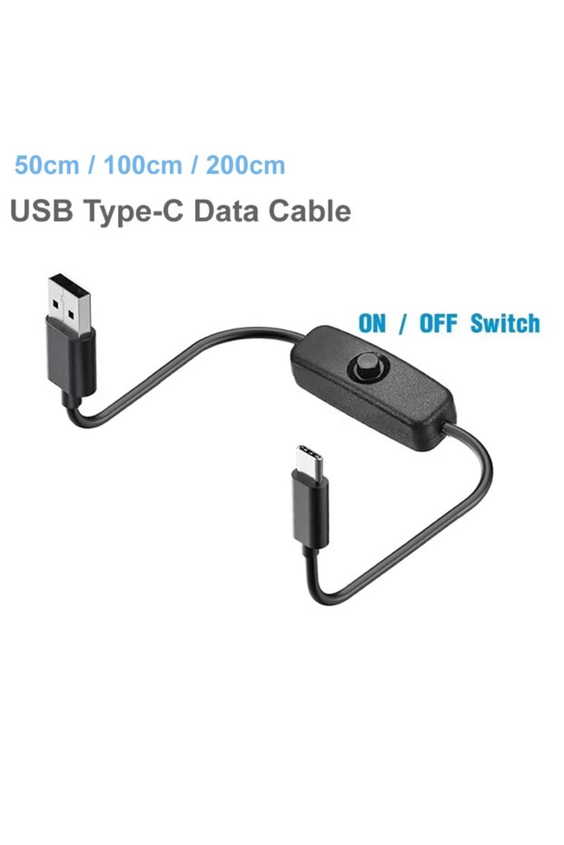 كابل تحويل من النوع C بطول 1 متر، كابل USB من النوع C مع مفتاح تشغيل وإيقاف، سلك مصدر طاقة بيانات سريع الشحن