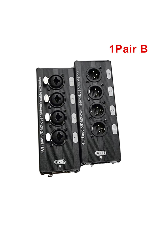 1Pair B 1Pcs 4-Channel 3-Pin XLR Audio and DMX over Network Cable Extender, DMX512 Network Signal Ex - 1