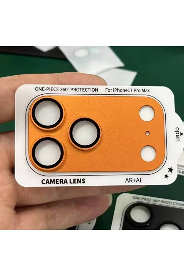 واقي عدسة كاميرا زجاجي معدني جديد بتصميم برتقالي لهاتف iPhone 17 Pro Max 1