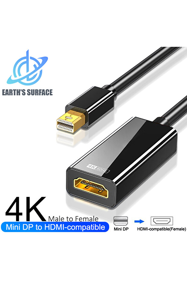 Mini DP to HDTV 4k Mini DisplayPort to HDMI-compatible Adapter Cable for TV MacBook Laptop Projector