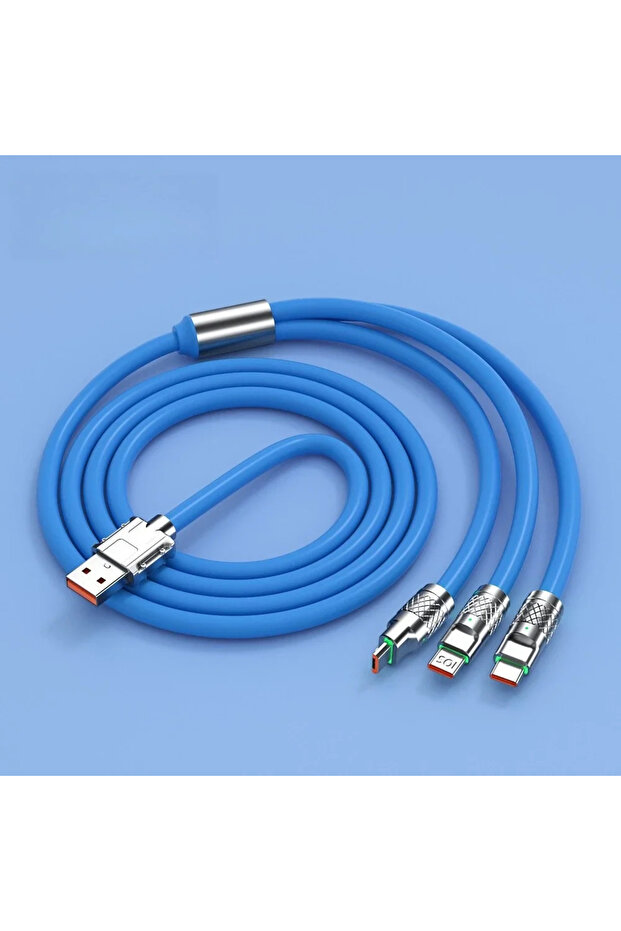 شاحن سريع للغاية 3 في 1 USB C كابل 1.2 متر 120 واط محول شحن متعدد المنافذ لأجهزة iPhone وAndroid