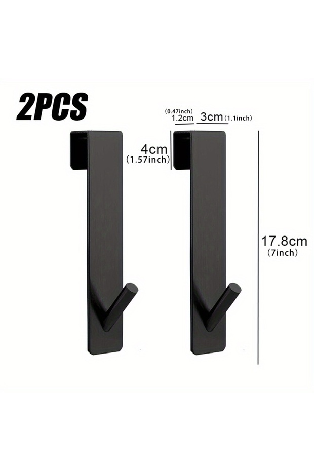 2pcs-Black-L 2pcs Bathrobe Hanger Shower Room Glass Over Door Hanging Hooks Punch-free Waterproof To