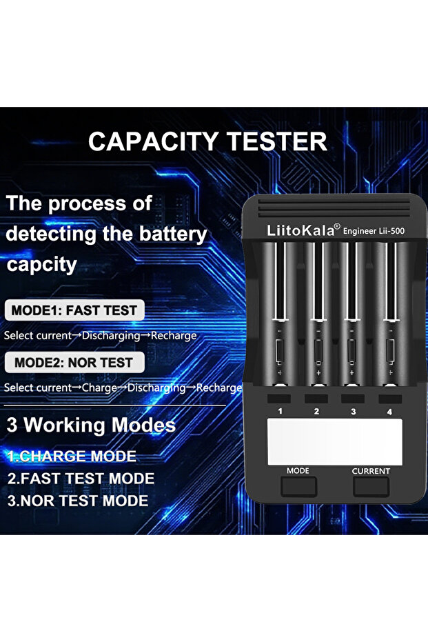 liitokala LiitoKala Lii-500 Universal Smart Charger: LCD-Equipped for Li-ion (18650/14500 etc.) & Ni