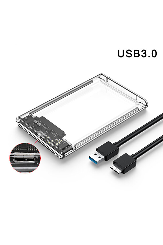 علبة شفافة لمحركات الأقراص الصلبة بمنفذ USB 3.0، علبة محرك الأقراص الصلبة SATA إلى USB 3.0، علبة محرك الأقراص الصلبة الخارجية مقاس 2.5 بوصة، تدعم UA