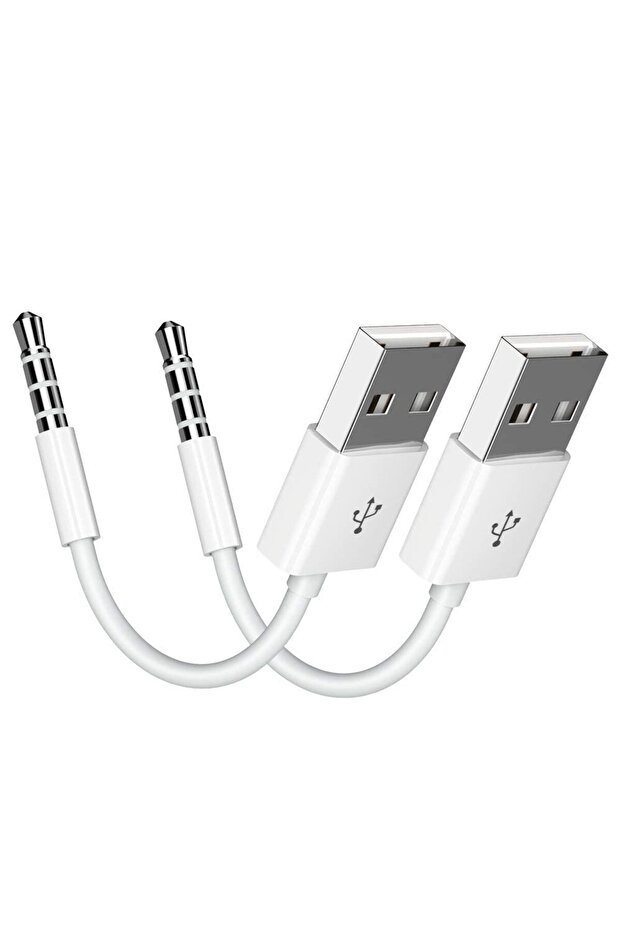 عبوة من 2 كابل محول بيانات شاحن USB لجهاز iPod Shuffle 3 4 5 6 Gen MP3/MP4، 3.5 مم Syn