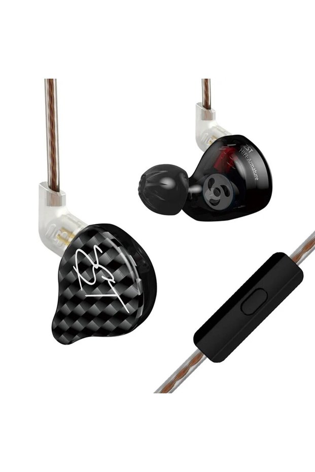 ZST Black MIC KZ ZST Wired Earphone Detachable Cable In Ear Monitor Noice Cancelling Headset HiFi Mu