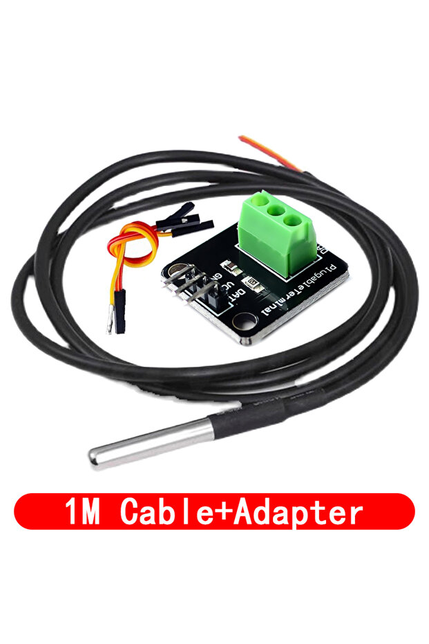 1M Cable Adapter DS18B20 Temperature Sensor Module Kit Waterproof 100CM Digital Sensor Cable Stainle - 1