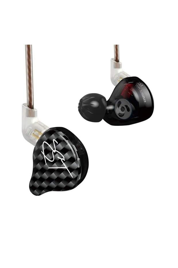 ZST Black NO MIC KZ ZST Wired Earphone Detachable Cable In Ear Monitor Noice Cancelling Headset HiFi
