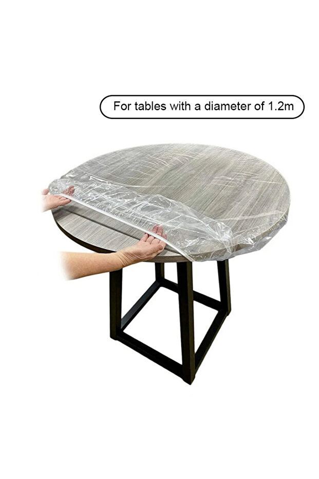 1.2m 10 Pcs 0.8/1/1.2/1.4M Disposable Fitted Round Tablecloth Transparent Waterproof Oil-Proof Dinni