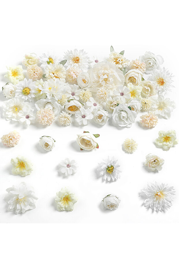 White-21Pcs 18/21Pcs Multicolor Mixed 5cm Artificial Flowers Silk Rose Fake Flowers for Home Wedding