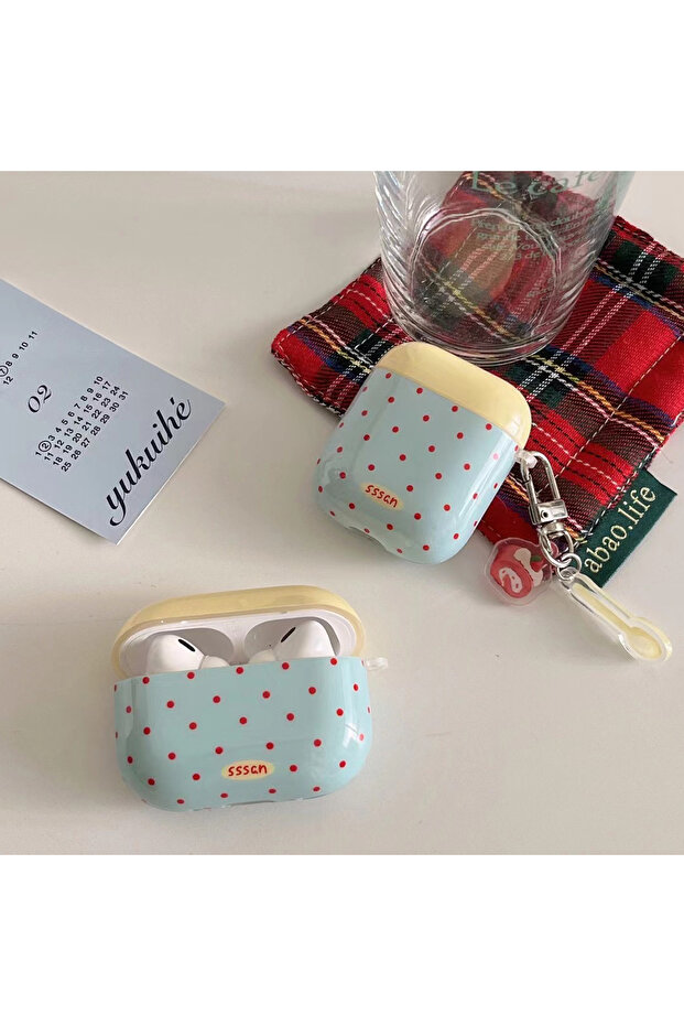 AirPods pro2 Blue Simple Color Blocking Wave Point Suitable For AirPods 3 Headphone Case, New wirel