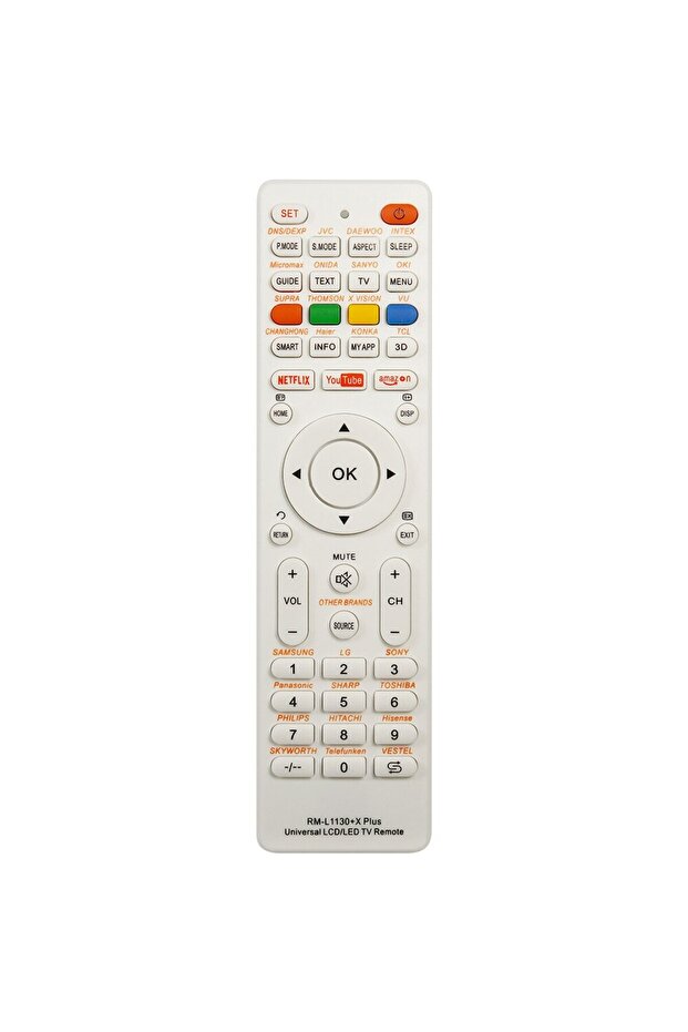 White Universal RM-L1130+X Replacement Remote Control for Television TV RM-L113+12 RM-L1130+8