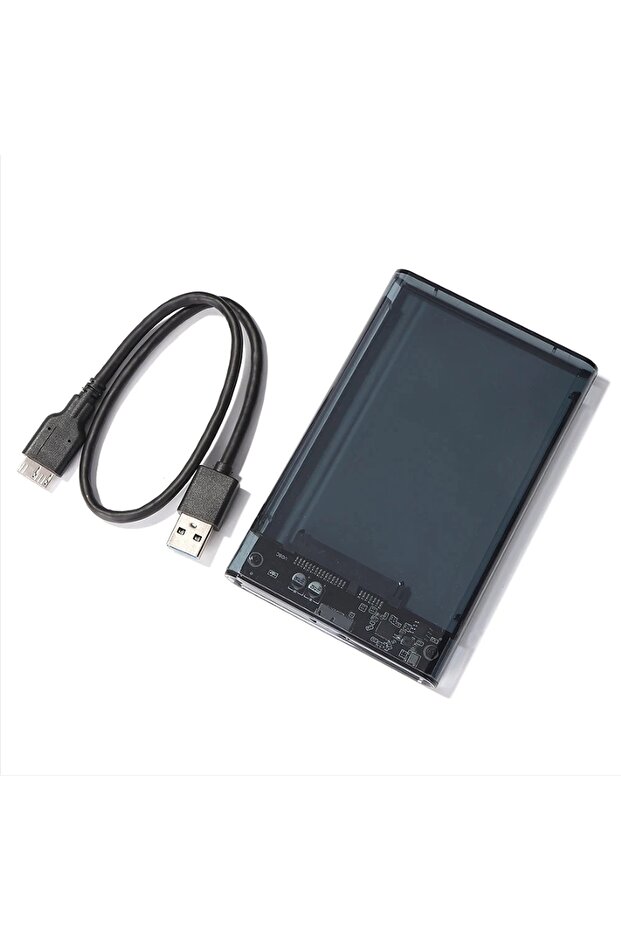 حافظة شفافة سوداء اللون لمحركات الأقراص الصلبة الخارجية بمنفذ USB إلى MICRO USB3.0 بسرعة 5 جيجابت في الثانية ومقاس 2.5 بوصة