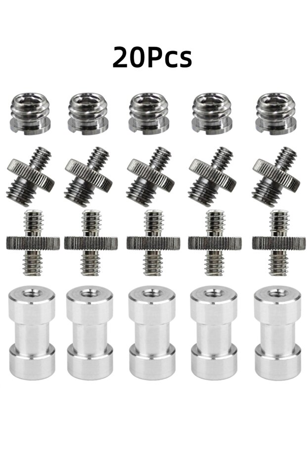 20pcs 20Pcs 1/4" to 3/8" Female Screw Convert Adapter Spigot Stud Male Adapter Metal Screw for Flash