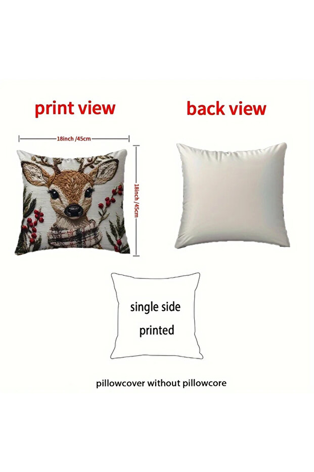 45x45cm pillowslip Charming Christmas Reindeer 18x18 Inch Throw Pillow Cover - Soft Short Plush with