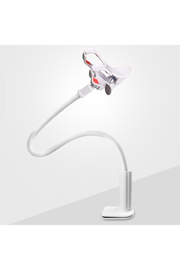 White Universal Mobile Phone Holder Bracket For Smartphone Flexible Lazy Bracket Bed Snap-On Mobile - 1