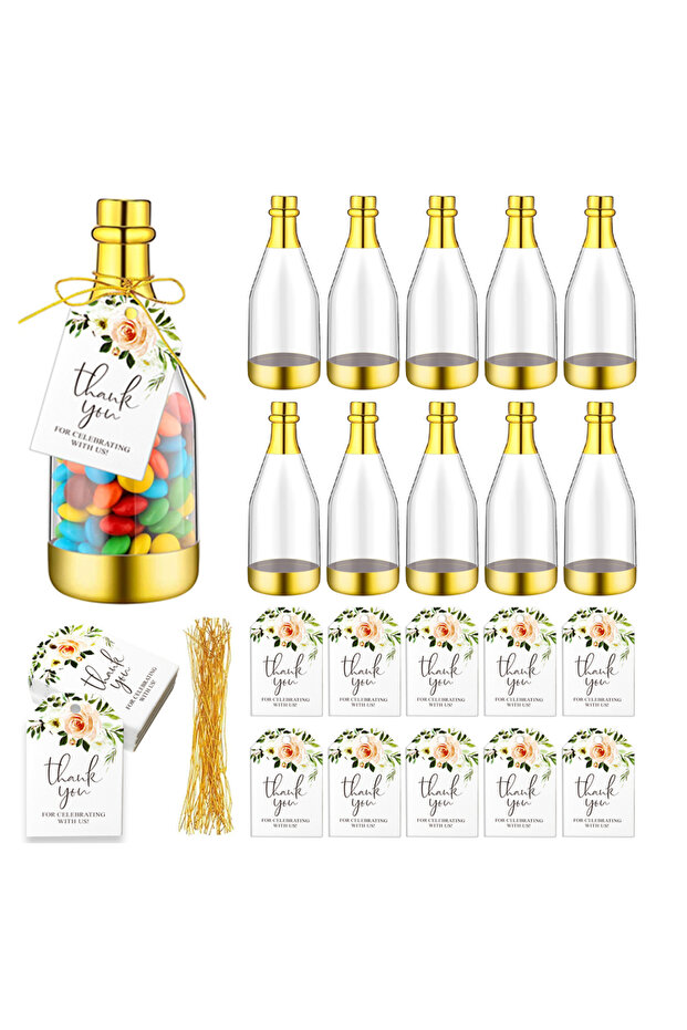 11.5x4.3x.4.3cm 20pcs 10set, Gold Champagne Bottle-Shaped Candy Gift Boxes, a Perfect for Wed