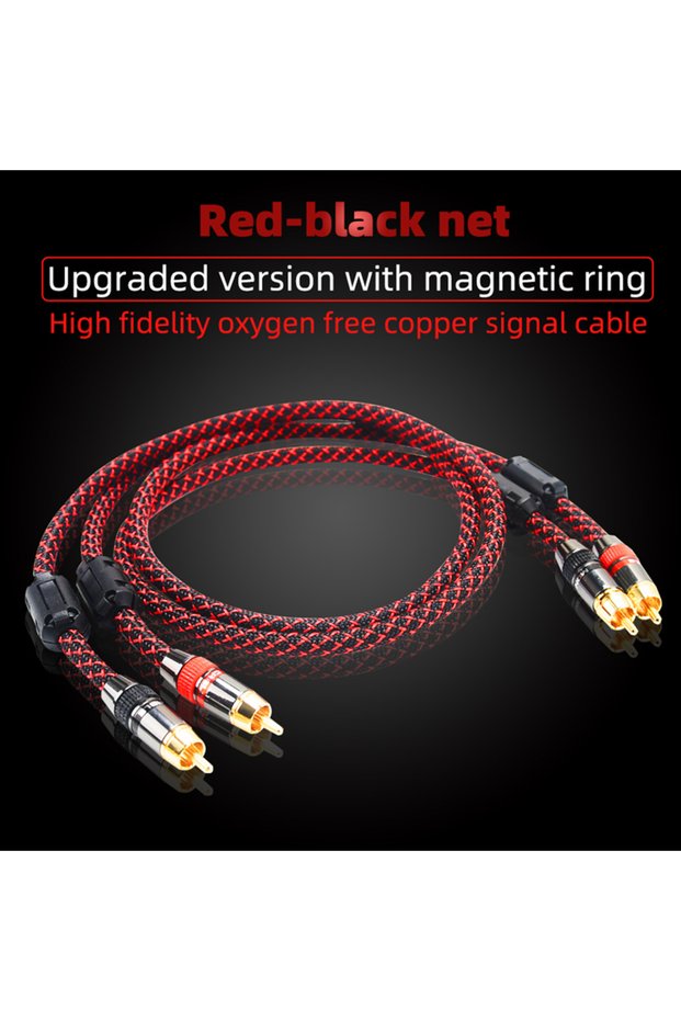 3m RED-BLACK NET Hi-Fi RCA Cable High Quality 4N OFC HIFI 2RCA-2RCA Male to Male Audio Cablemain cor