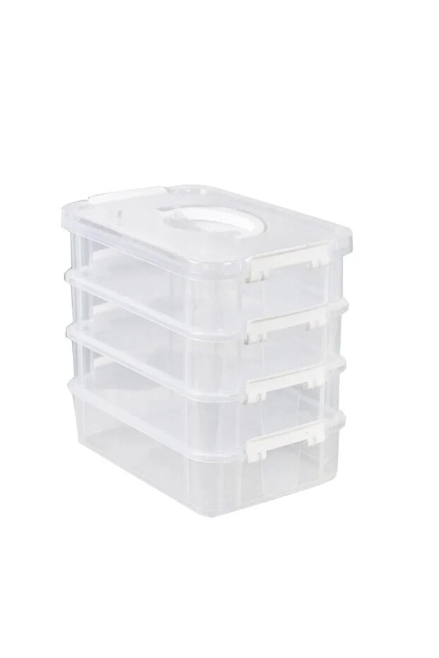 White Transparent Visibility Building Blocks Storage Box Stackable Moisture-Proof Grid Drawer Classi - 1
