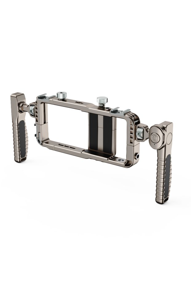 Grey Universal Smartphone Video Rig with Handles 67mm Filter Adapter Phone Cage for iPhone 14 13 15
