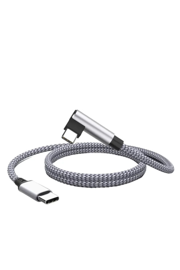 كابل شحن سريع PD 100 وات من USB C إلى USB Type C بطول 1.5 متر باللون الرمادي الفضي للهواتف المحمولة، يدعم الشحن السريع 4.0