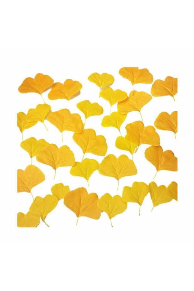 yellow 100PCS Artificail Ginkgo Leaves Yellow Faux Falling Leaf Autumn Atmosphere Home Decoration Pa