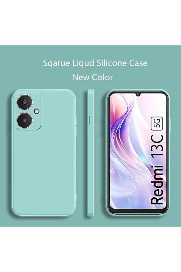 Redmi 13C 5G Cyan Square Silicone Case for Redmi 13C 5G Cover Matte Case POCO M6 5G Soft Procect Co