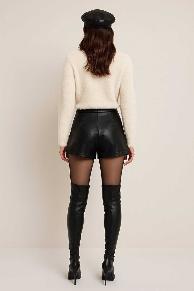 Deri Şort Etek - 3