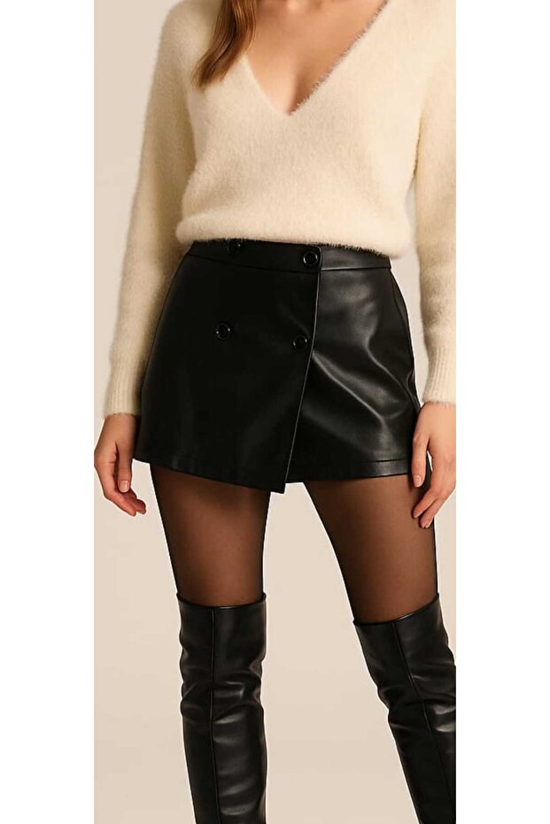 Deri Şort Etek - 2