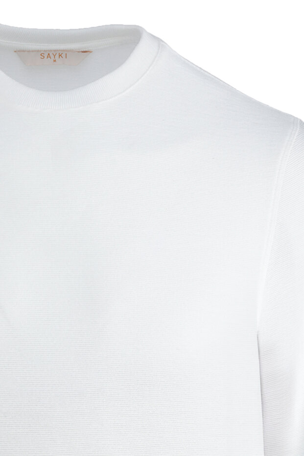 Beyaz Regular Fit Bisiklet Yaka Sweatshirt - 2