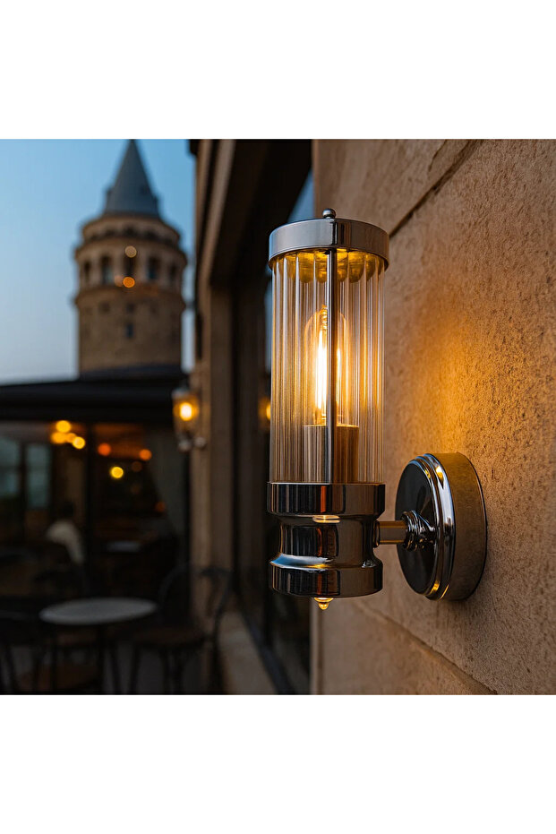 Yıldız Tekli Cam Aplik, Krom - 1