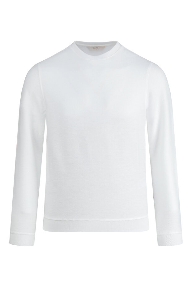 Beyaz Regular Fit Bisiklet Yaka Sweatshirt - 3
