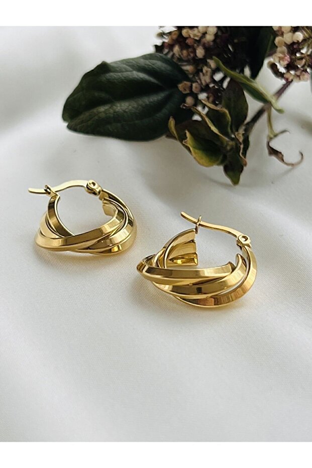 Steel Triple Hoop Earrings