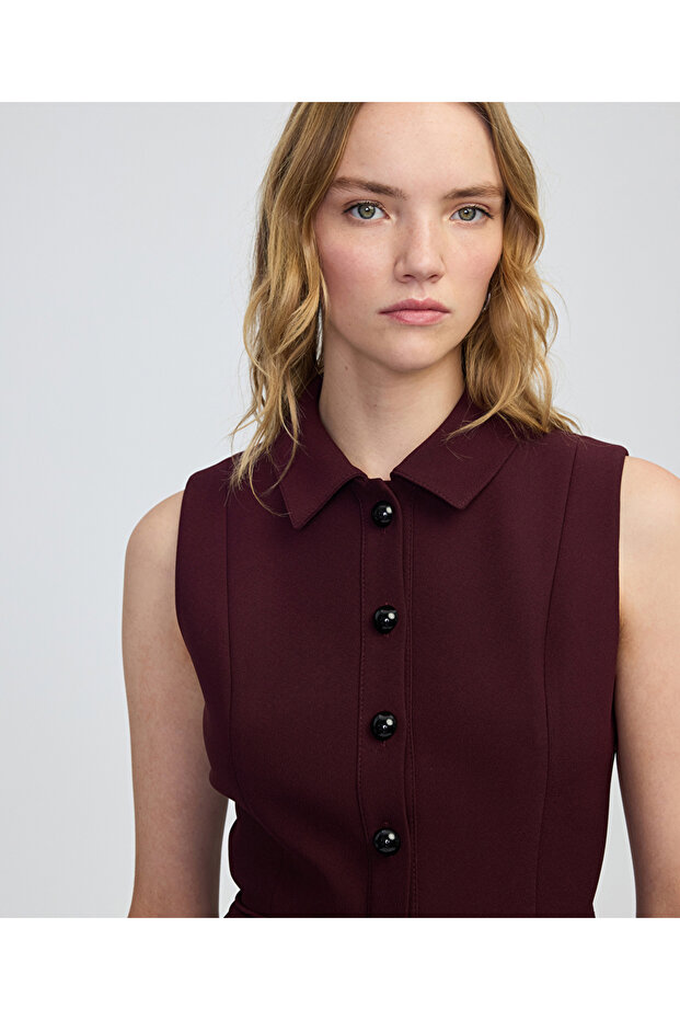 Geniş cepli midi elbise - 5