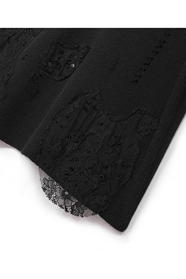 DANTEL MIX TRİKO ELBİSE - 4